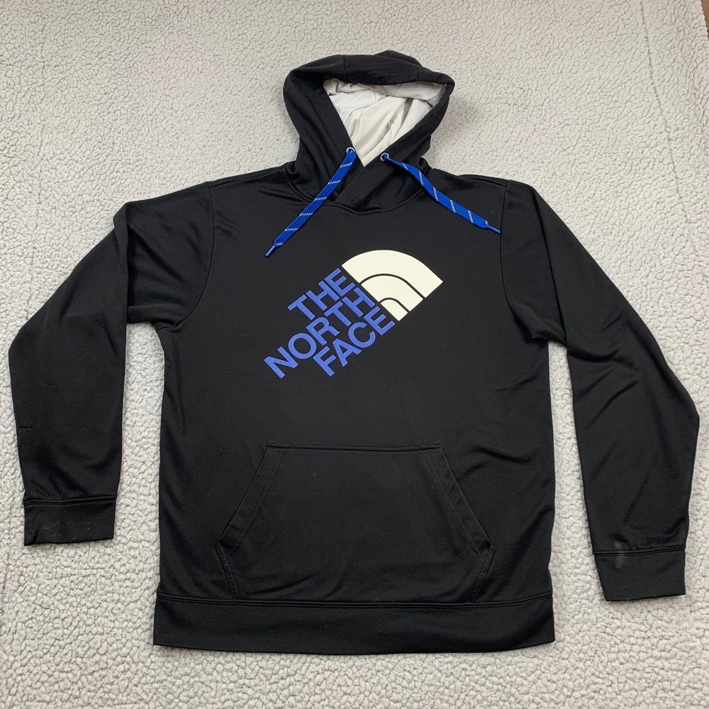 The North Face Hoodie Mens Medium Black Polyester Graphic‎ Logo Pullover
